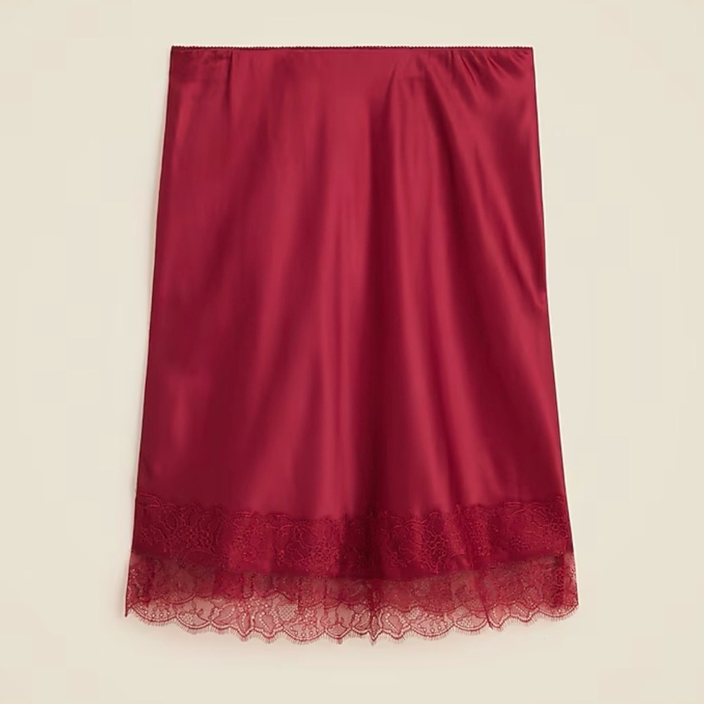 NWT J. Crew Gwen Lace-Trim skirt in luster charmeuse size M